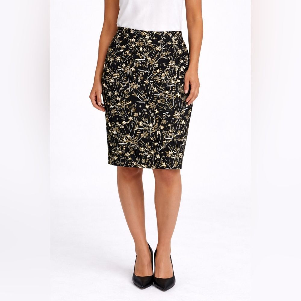 Banana Republic Black Floral Pencil Skirt Size 14 Work Office Skirt